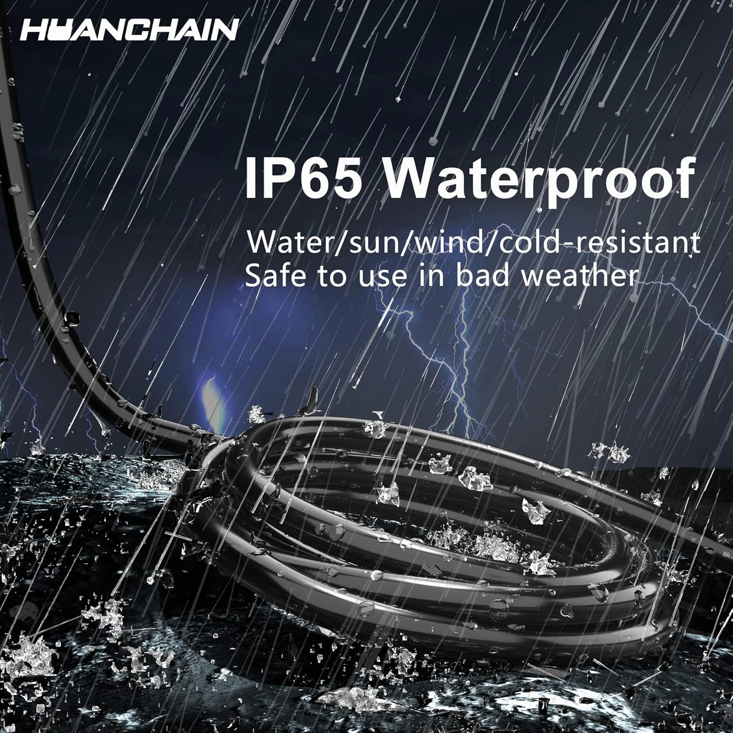 HUANCHAIN Indoor Outdoor Black Extension Cord 25 ft Waterproof, 16/3 Gauge Flexible Cold-Resistant Appliance Cable Outside, 13A 1625W 16AWG SJTW, 3 Prong Heavy Duty Electric Cord, ETL