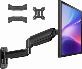 HUANUO Computer Monitor Wall Mount for 17 to 35 inch Flat Curved Screens, Single Wall Monitor Mount Holds up to 26.4lbs, Height Adjustable Full Motion Gas Springcore Vesa Wall Mount, Max 200x200mm speaker wall mount,audio bracket,AV wall mounting,