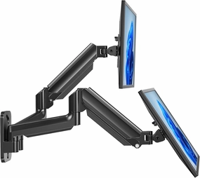 HUANUO Dual Monitor Wall Mount for 17-32 Inch Screens - Height-Adjustable Gas Spring Arms (Per Arm 4.4-17.6lbs) - VESA 75x75/100x100 - Tilt, Swivel, Rotation - Home Office & Workspace Desk Setup speaker wall mount,audio bracket,AV wall mounting,