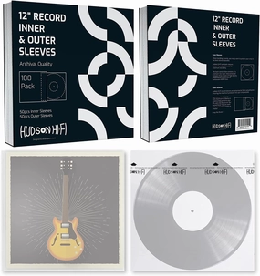 Hudson Hi-Fi 50x Inner & 50x Outer Protective Sleeves for Vinyl & Records Cover Art - Blocks Scratches, Static, Dust, Damage - Acid-Free, Smooth Slide - Fits Single Double Gatefold LP Sleeve vinyl accessories,turntable parts,record player tools,