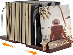HULISEN Expandable Vinyl Record Storage, 30-70 LPs Adjustable Now Playing Record Holder for Albums, Wood Now Spinning Vinyl Record Stand Display Rack Organizer, Gift Package, Effortless Assembly vinyl storage,record holder,LP organizer,