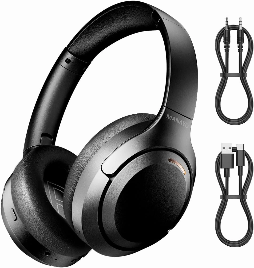 Hybrid Active Noise Cancelling Over Ear Bluetooth Headphones, Wireless ANC Headphones with Microphone for TV, Phone, PC, Laptop, Gym,800mAh Battery, Bluetooth 5.4, Foldable for Travel & Office noise cancelling headphones,ANC headphones,travel headphone