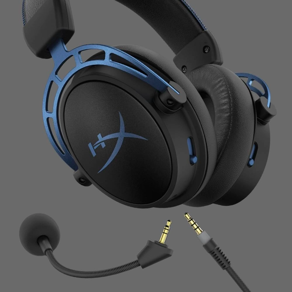 HyperX Cloud Alpha S - PC Gaming Headset, 7.1 Surround Sound, Adjustable Bass, Dual Chamber Drivers, Chat Mixer, Breathable Leatherette, Memory Foam, and Noise Cancelling Microphone - Blue