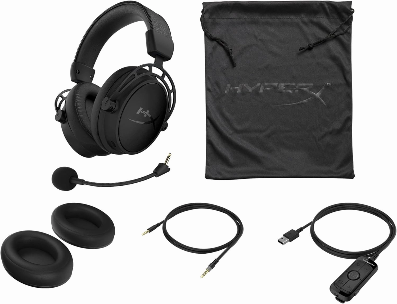HyperX Cloud Alpha S - PC Gaming Headset, 7.1 Surround Sound, Adjustable Bass, Dual Chamber Drivers, Chat Mixer, Breathable Leatherette, Memory Foam, and Noise Cancelling Microphone  Blackout