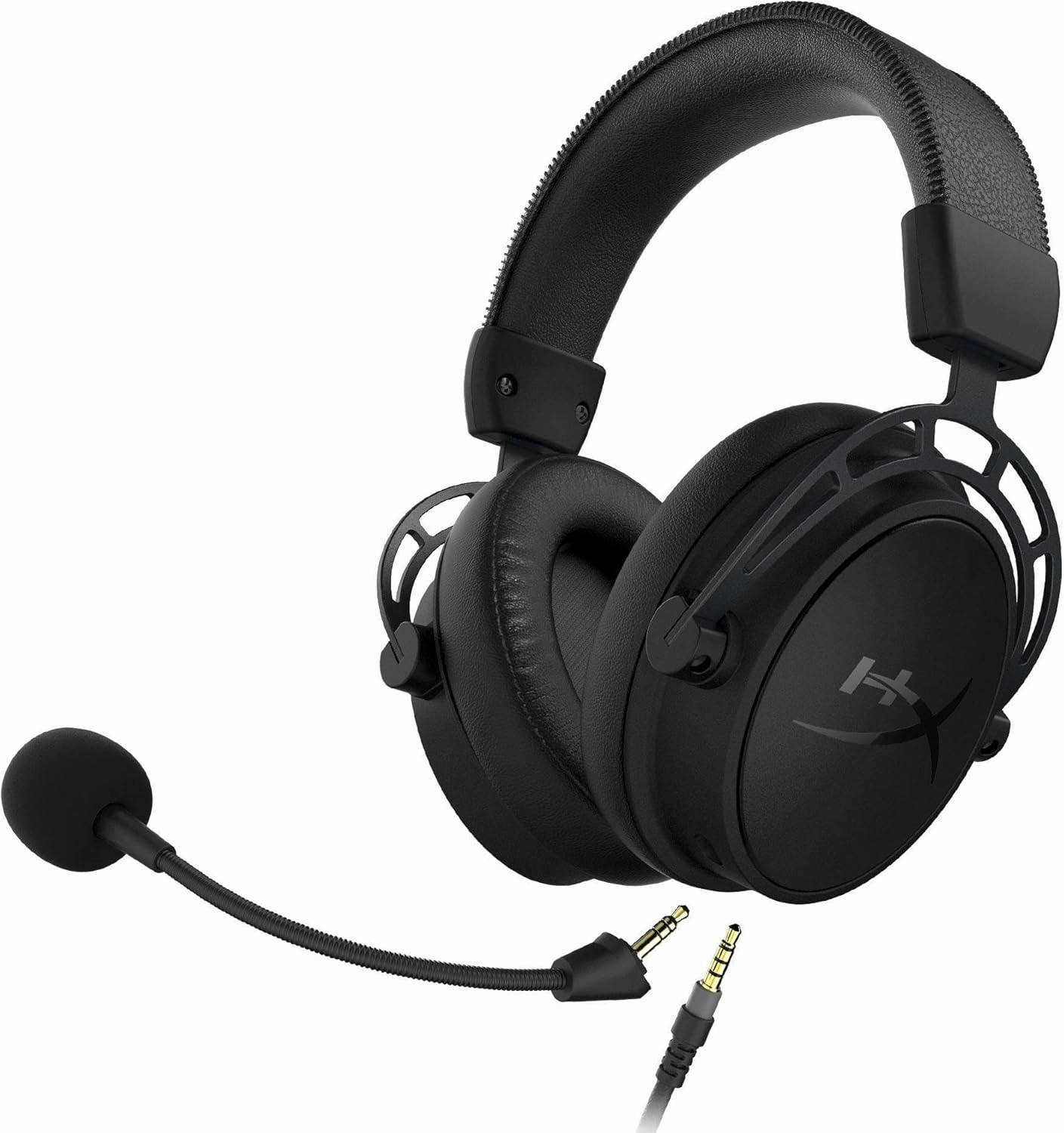 HyperX Cloud Alpha S - PC Gaming Headset, 7.1 Surround Sound, Adjustable Bass, Dual Chamber Drivers, Chat Mixer, Breathable Leatherette, Memory Foam, and Noise Cancelling Microphone  Blackout