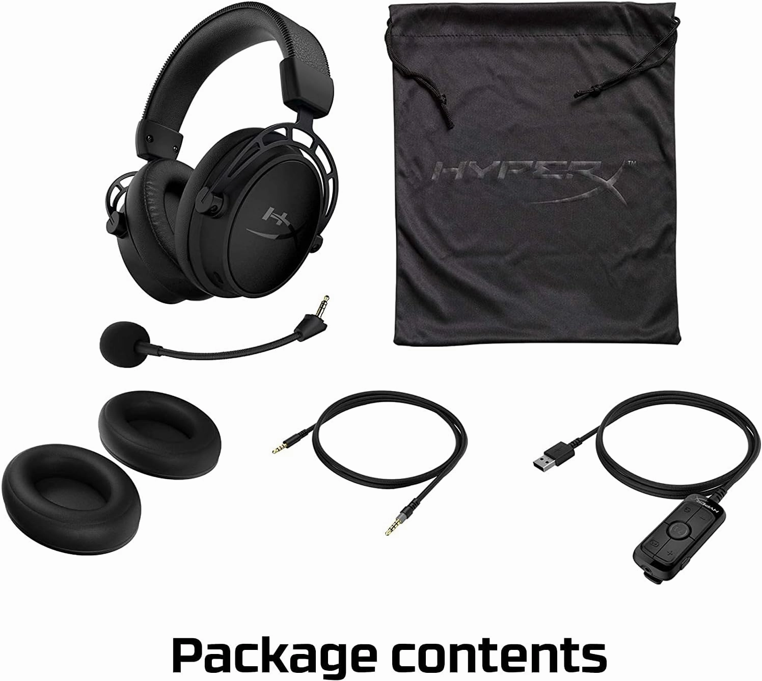 HyperX Cloud Alpha S - PC Gaming Headset, 7.1 Surround Sound, Adjustable Bass, Dual Chamber Drivers, Chat Mixer, Breathable Leatherette, Memory Foam, and Noise Cancelling Microphone  Blackout