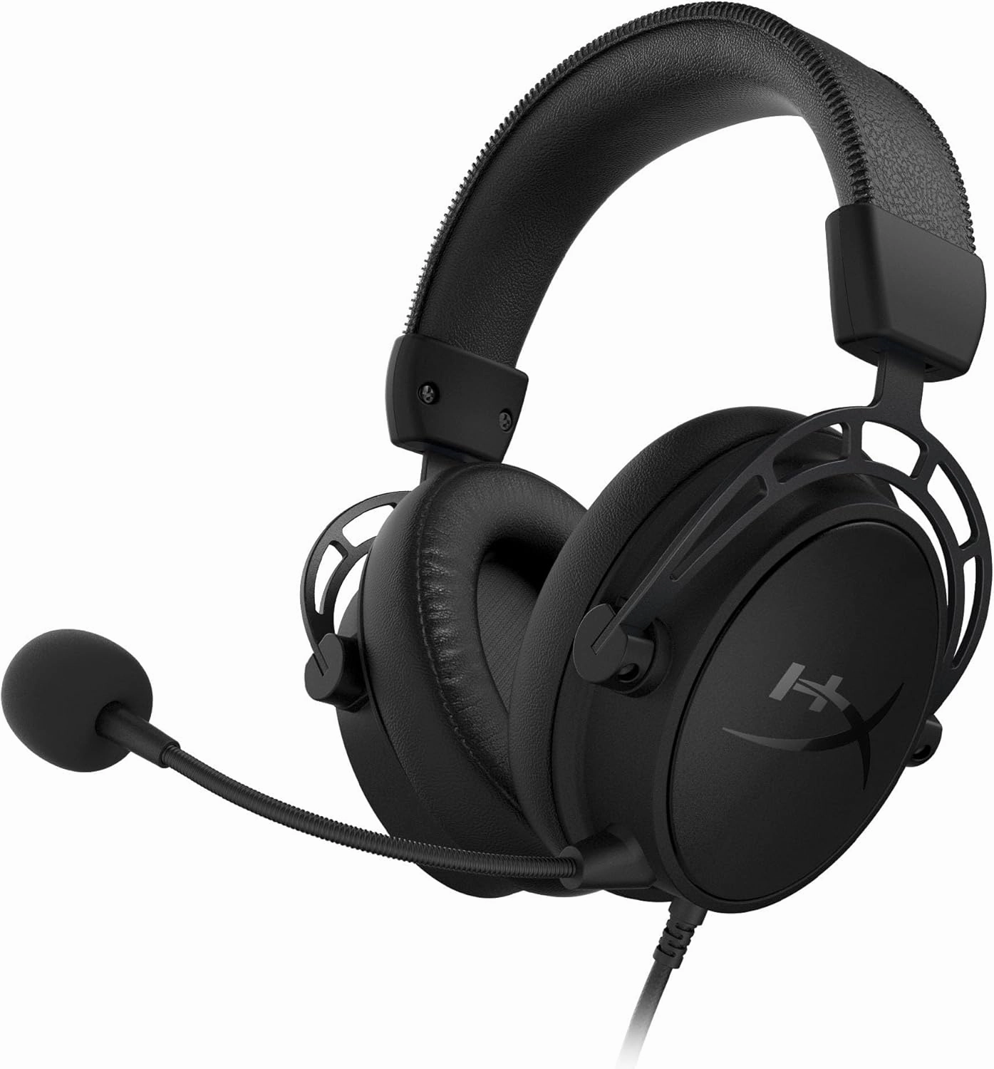 HyperX Cloud Alpha S - PC Gaming Headset, 7.1 Surround Sound, Adjustable Bass, Dual Chamber Drivers, Chat Mixer, Breathable Leatherette, Memory Foam, and Noise Cancelling Microphone  Blackout over-ear headphones,closed back headphones,wireless studio cans,