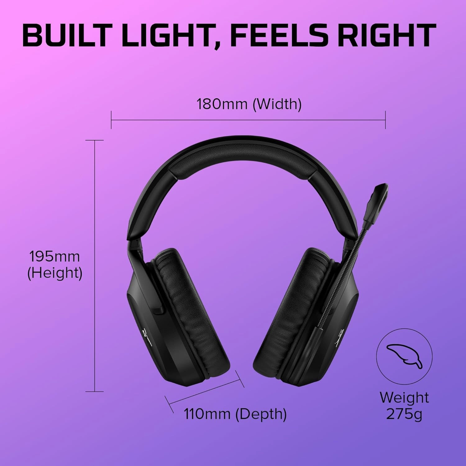 HyperX Cloud Stinger 2 - Wireless Gaming Headset  Compatible with PC. Noise-cancelling Swivel-to-mute Microphone, Comfortable Memory Foam, UP to 20 hours of battery life,Black