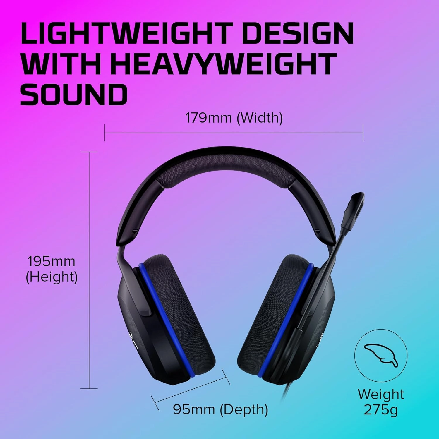 HyperX Cloud Stinger 2 Core - Gaming Headset for Playstation, Lightweight Over-Ear Headset with mic, Swivel-to-Mute Function, 40mm Drivers - Black