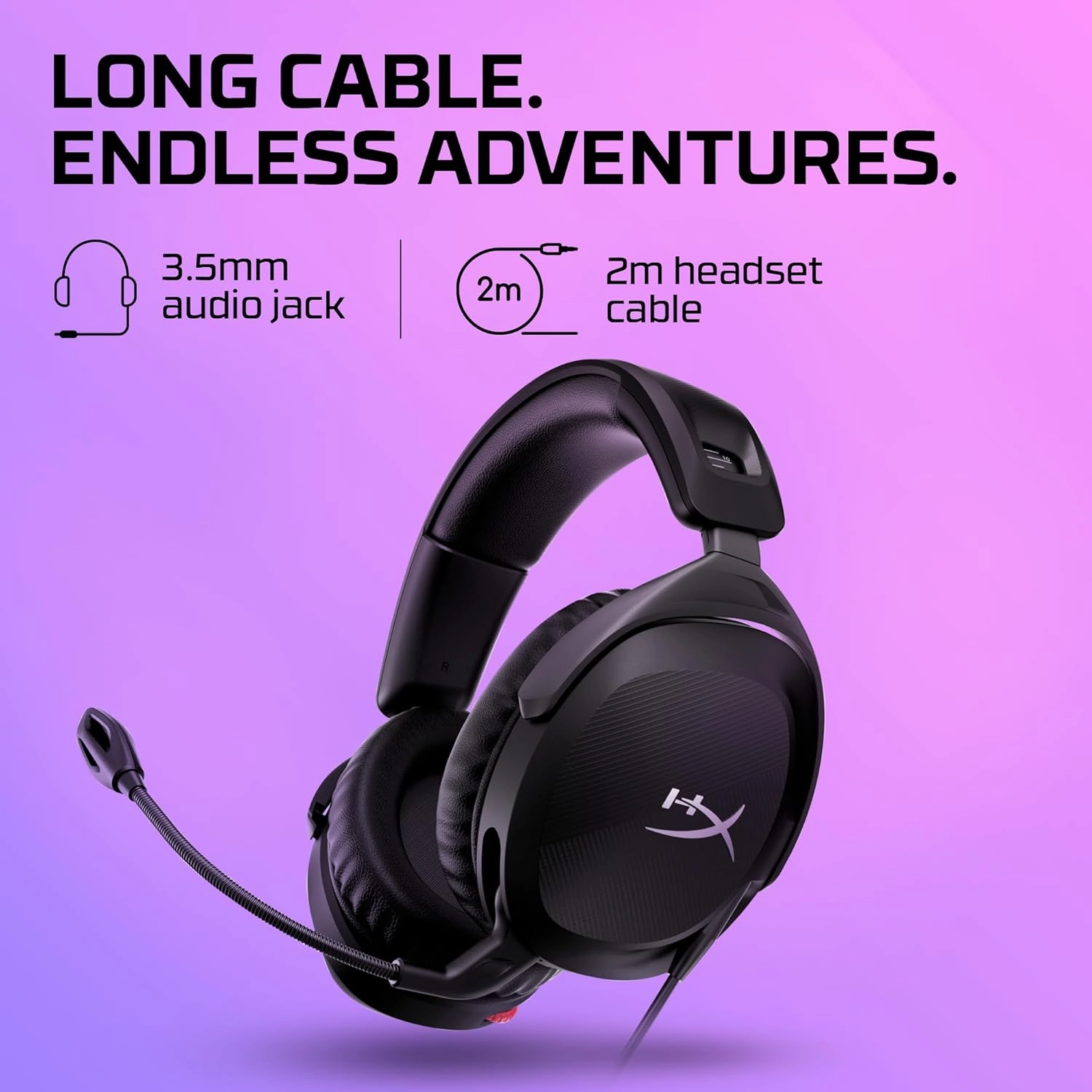 HyperX Cloud Stinger 2  Gaming Headset, DTS Headphone:X Spatial Audio, Lightweight Over-Ear Headset with mic, Swivel-to-Mute Function, 50mm Drivers, PC Compatible, Black