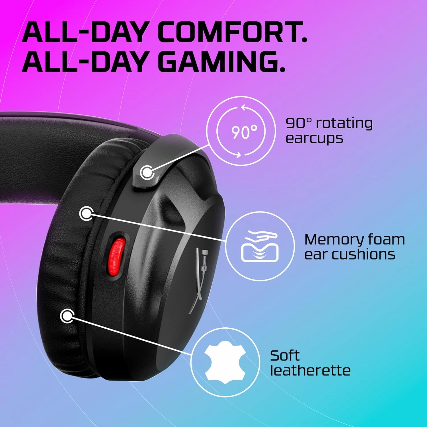 HyperX Cloud Stinger 2  Gaming Headset, DTS Headphone:X Spatial Audio, Lightweight Over-Ear Headset with mic, Swivel-to-Mute Function, 50mm Drivers, PC Compatible, Black