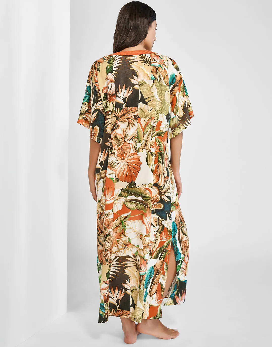Hypnotic Maxi Kaftan - Sepia Leaves