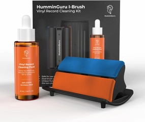 I-Brush Vinyl Record Cleaning Kit, Anti-Static Vinyl Record Cleaner Kit with Dual Velvet Pads Vinyl Record Brush   Alcohol-Free Record Cleaning Solution   LP Brush Holder (Orange: I-Brush) record cleaning kit,vinyl cleaner,stylus brush set,