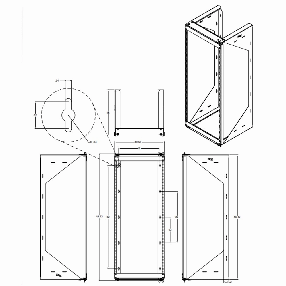 ICC Wall Mount Swing Frame Rack with 25 RMS