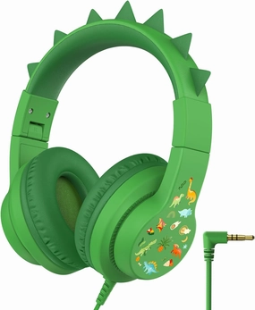 iClever Kids Headphones for School Travel, Safe Volume 85dBA, Stereo Sound Over-Ear for Kid, Foldable 3.5mm Wired Dinosaur Headphones for iPad Computer, HS19S over-ear headphones,closed back headphones,wireless studio cans,