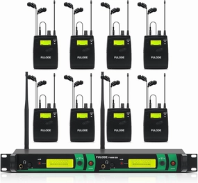 IEM UHF Wireless in Ear Monitor System 2 Channel 8 Bodypacks Monitoring with in Earphone, 2x40 UHF Frequencies, for Stage, Studio and Church, 330Ft Range (8 Bodypack) in-ear monitors,hi-fi IEMs,studio earphones,