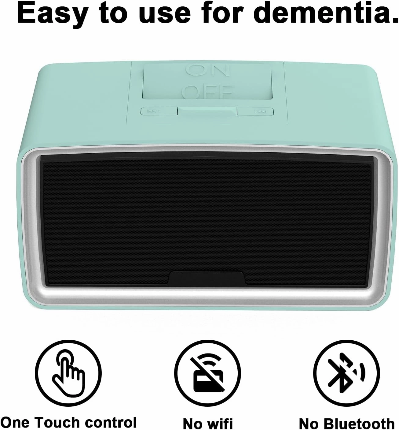 iGuerburn Simple Music Player for Dementia Elderly Seniors Easy MP3 Player as Alzheimers Dementia Visually Impaired Patients Product Gift One-Touch Controls ON/Off Retro Music Box (Blue)