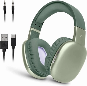 iJoy Ultra Wireless Headphones with Microphone- Rechargeable Over Ear Wireless Bluetooth Headphones with 10Hr Playtime, SD Slot, Backup Wire- Soft Cushion Wireless Headset with Mic (Green) over-ear headphones,closed back headphones,wireless studio cans,