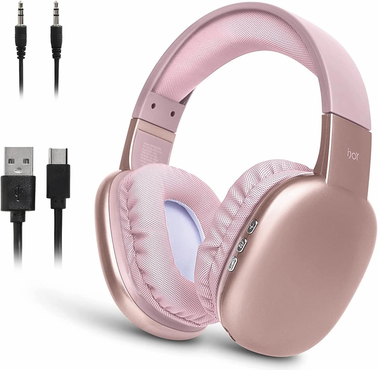 iJoy Ultra Wireless Headphones with Microphone- Rechargeable Over Ear Wireless Bluetooth Headphones with 10Hr Playtime, SD Slot, Backup Wire- Soft Cushion Wireless Headset with Mic (Pink) over-ear headphones,closed back headphones,wireless studio cans,