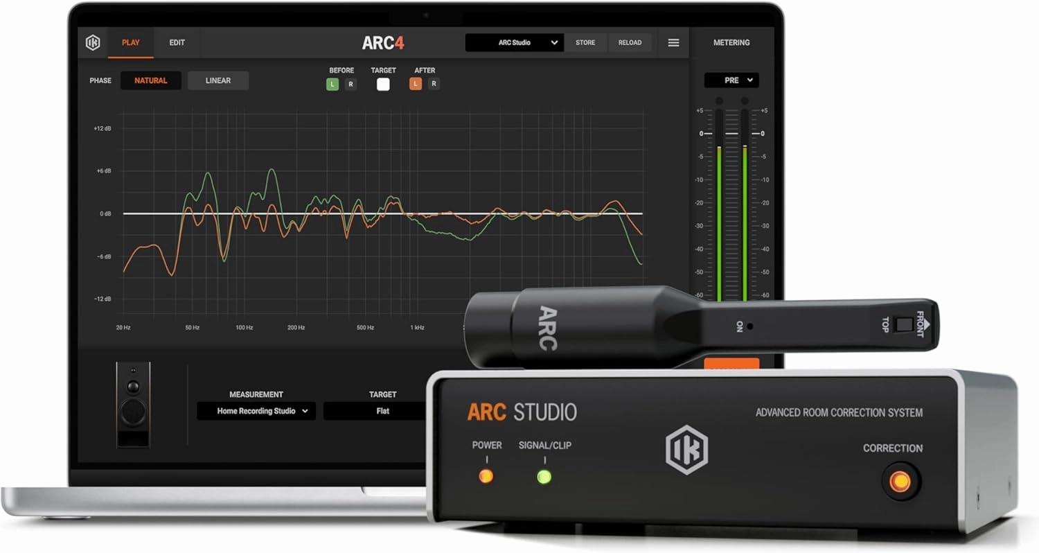 IK Multimedia ARC Studio Room Correction System with High-Precision Analysis Microphone, Advanced Room Correction Software, and Stand-Alone Correction Processor for Pro Audio studio monitors,nearfield speakers,mixing reference monitors,