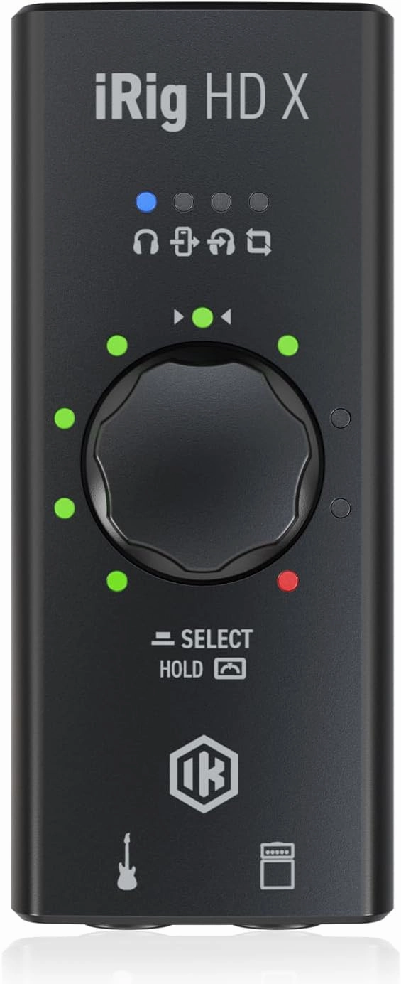 IK Multimedia iRig HD X Guitar Audio Interface - 96 kHz Music Recording, 24-bit, For iPhone, iPad, Mac, iOS, And PC With Lightning Cable, USB-C, Guitar Accessories, Recording Studio Equipment audio interface,USB interface,music recording input,