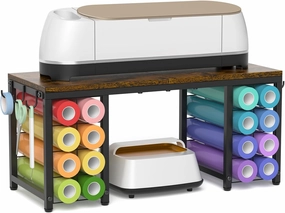 ikkle Craft Organizers and Storage Compatible with Cricut Machines Craft Table Storage with Vinyl Roll Holders, Craft Storage Organizer, Crafting Table Organization Workstation for Craft Room vinyl storage,record holder,LP organizer,