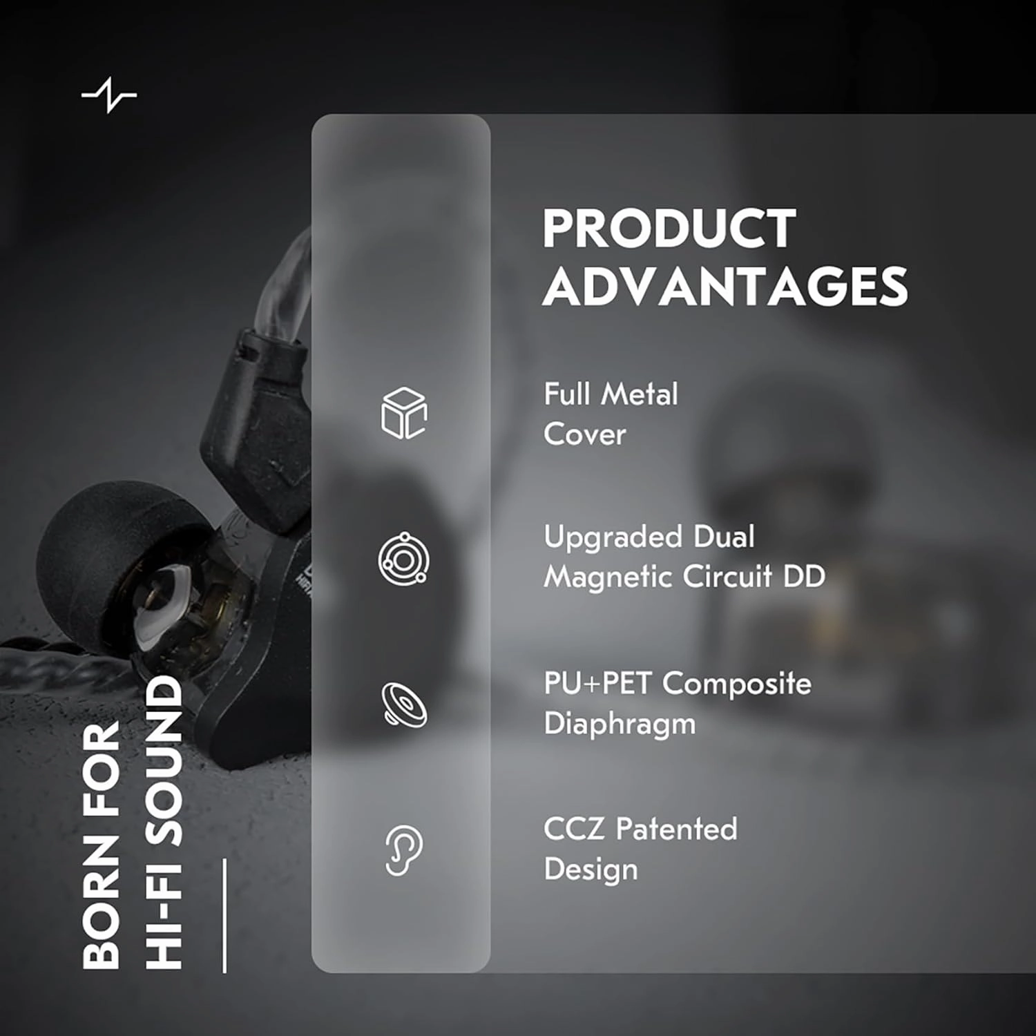 In Ear Earbuds Wired IEM Headphone,CCZ DC02 Dual Magnetic Circuit DD HIFI Earphones,Professional Hifi Earphone,Stereo Sound Earbuds Earphone,CCZ Solo In Ear Monitor for System (Silver, No MIC)