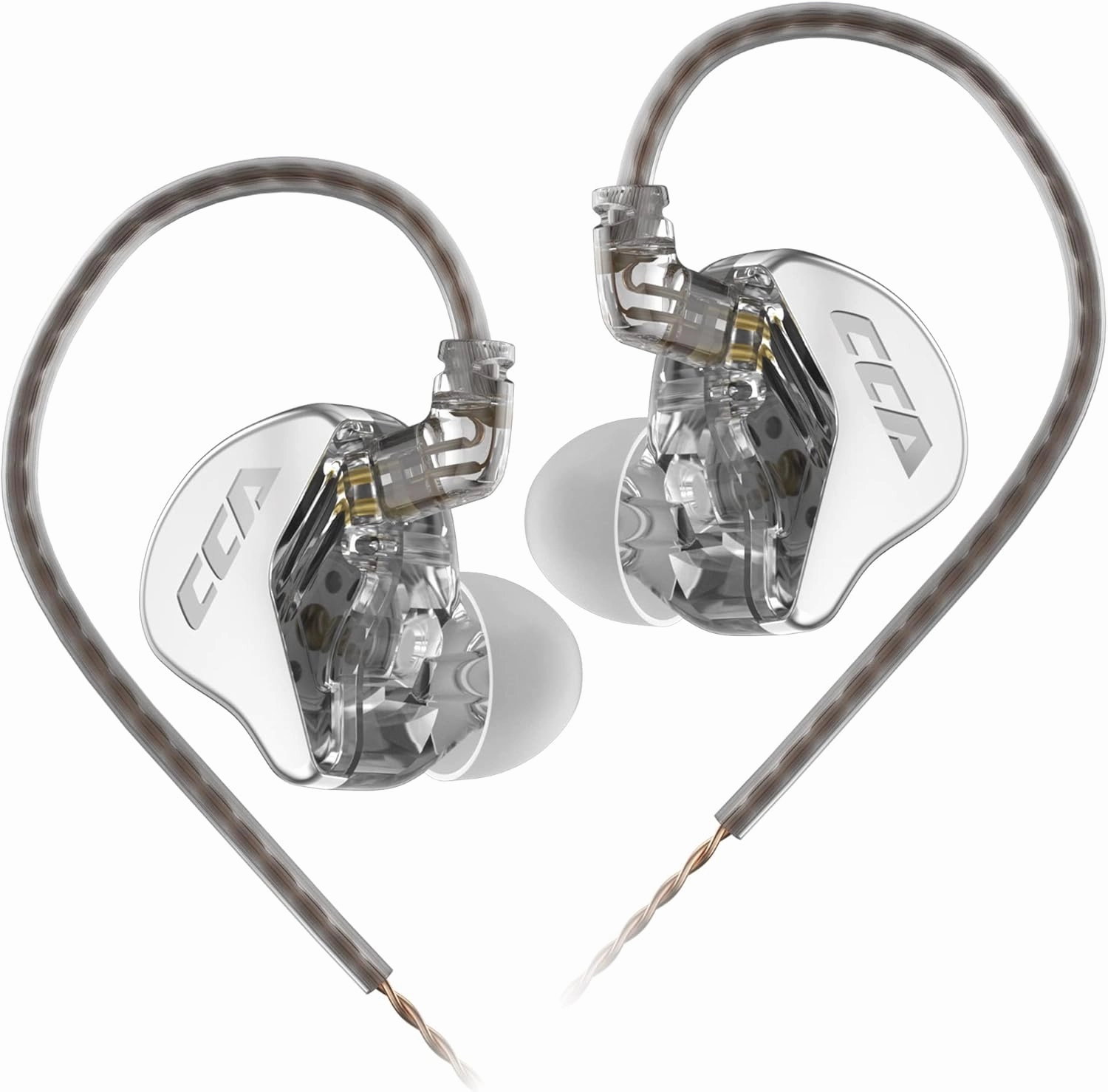 in Ear Monitor CCA CRA Ultra-Thin Diaphragm Dynamic Driver IEM Earphones Bass Earbuds with 2Pin Removable Cord,Compatible with iPhone Android,iPad MP3, Fits All 3.5mm Interface Devices(Silver) in-ear monitors,hi-fi IEMs,studio earphones,