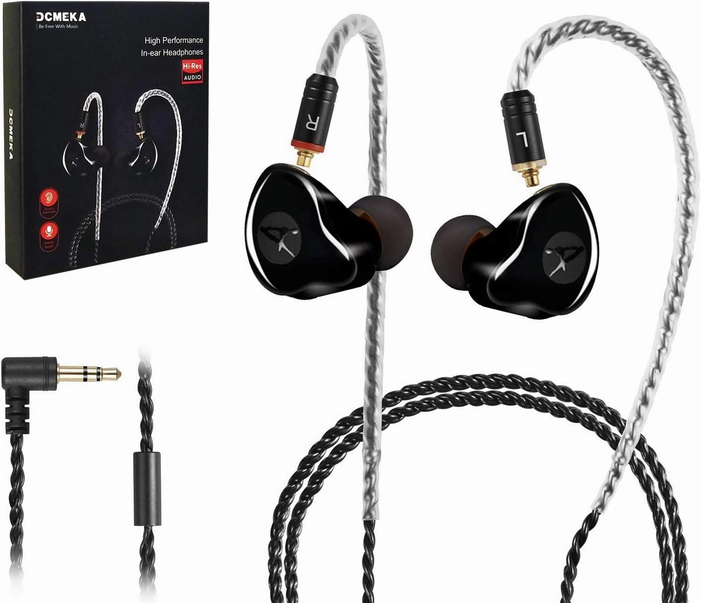 in Ear Monitor Headphones, HiFi Stereo IEM Earphones, Dynamic Dual Driver Wired Earbuds with Detachable Cable, Noise Canceling Headset for Singers Musicians Drummers Audiophile (Black) in-ear monitors,hi-fi IEMs,studio earphones,