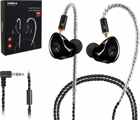 in Ear Monitor Headphones, HiFi Stereo IEM Earphones, Dynamic Dual Driver Wired Earbuds with Detachable Cable, Noise Canceling Headset for Singers Musicians Drummers Audiophile (Black) in-ear monitors,hi-fi IEMs,studio earphones,