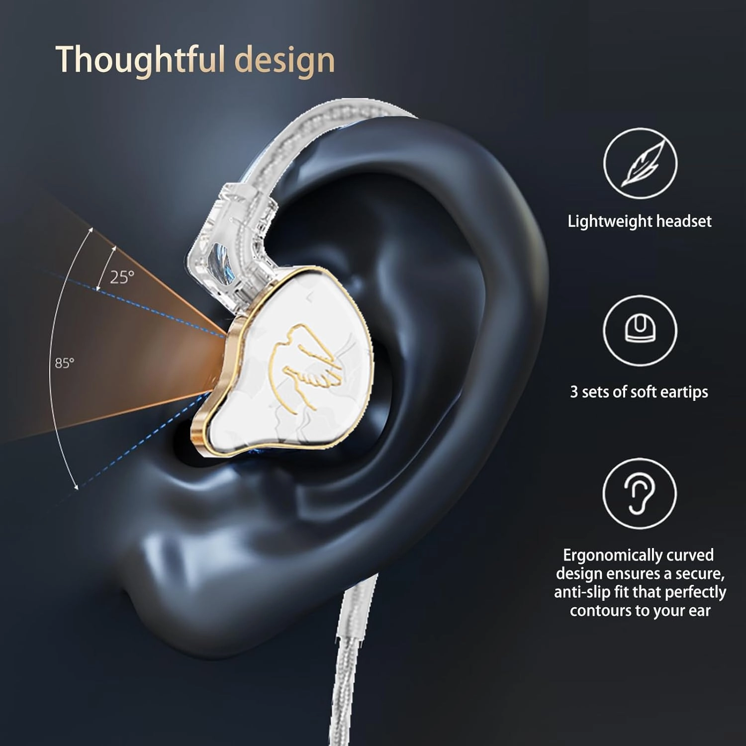 in Ear Monitor Headphones Hybrid Banlance Armature with Dynamic in Ear Headphones 1BA 1DD HiFi Deep Bass IEM Earphones Gaming Earbuds (Without mic)