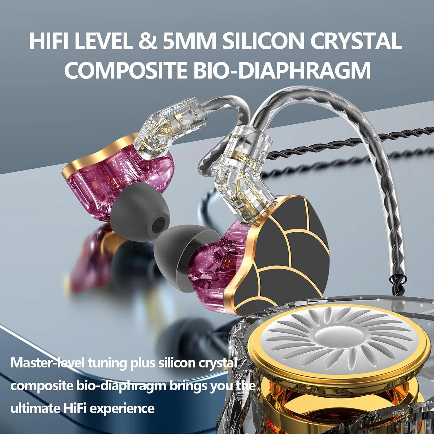 in Ear Monitor Headphones, Professional Stereo Sound Gaming Earbuds Headphone, HiFi Wired Earbuds with Detachable Cable for Musicians Audiophiles (with mic)
