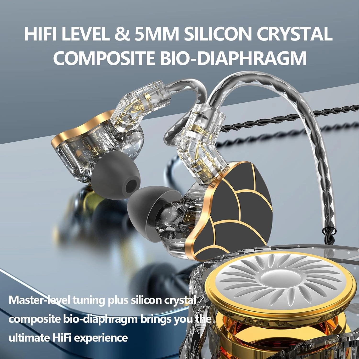 in Ear Monitor Headphones, Professional Stereo Sound Gaming Earbuds Headphone, HiFi Wired Earbuds with Detachable Cable for Musicians Audiophiles (with mic)
