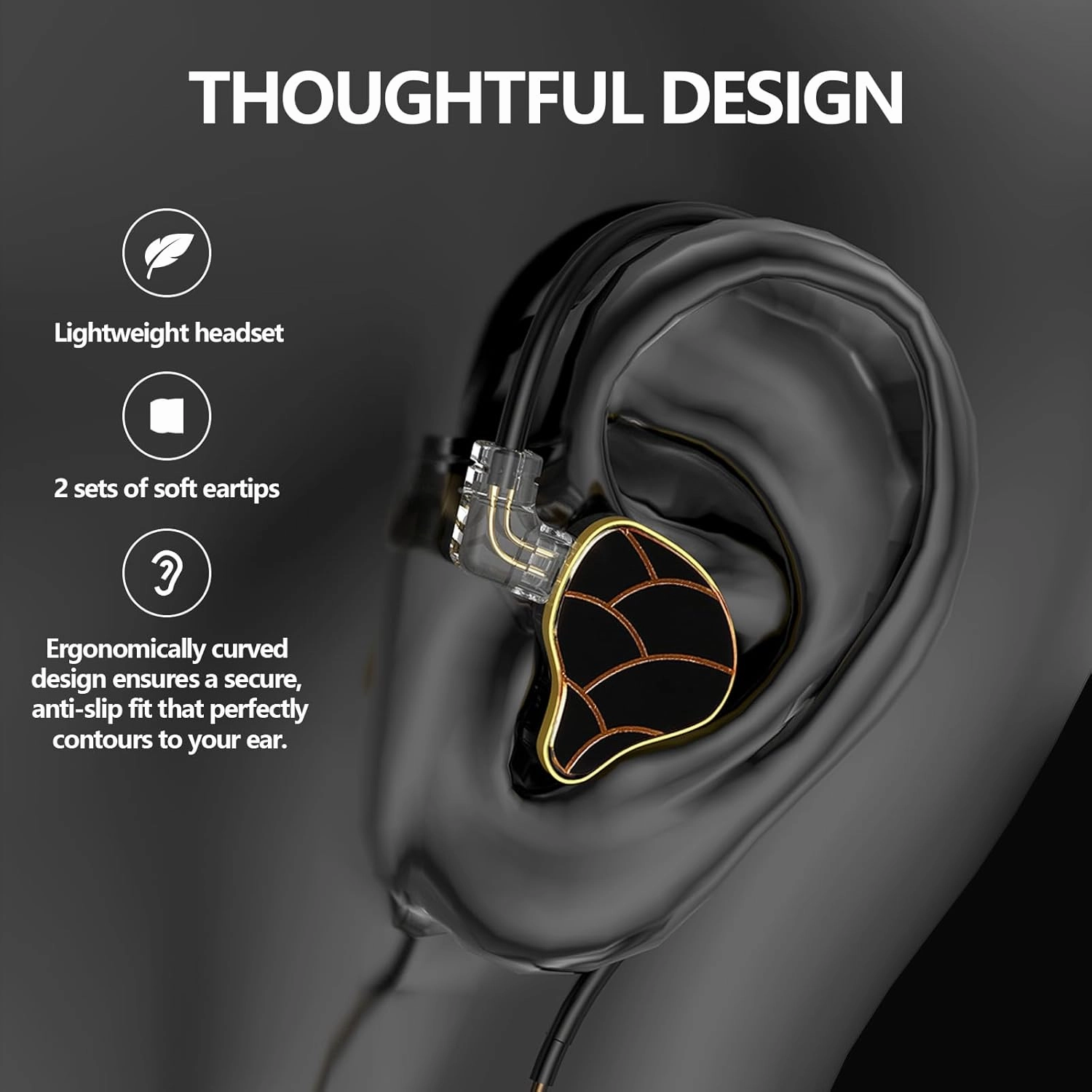 in Ear Monitor Headphones, Professional Stereo Sound Gaming Earbuds Headphone, HiFi Wired Earbuds with Detachable Cable for Musicians Audiophiles (with mic)