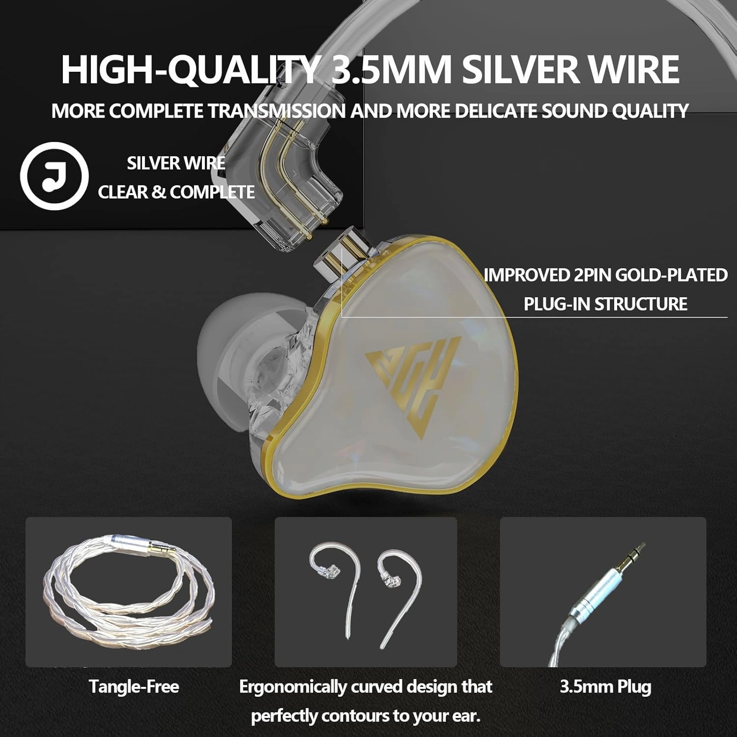 in Ear Monitor, HiFi Headphones with Dual Magnetic Dynamic Driver, Hybrid Banlance Armature with Dynamic in Ear Headphones IEM Earphones Gaming Earbuds (Without mic)