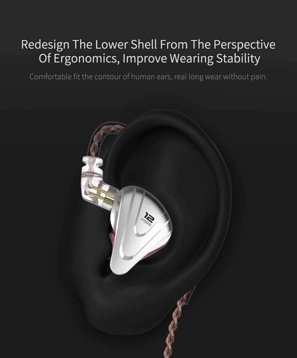 in-Ear Monitors,KZ ZSX 1DD 5BA Hybrid HiFi Stereo Noise Isolating Sport IEM Earphones/Earbuds/Headphones with Detachable Cable, Computer (Without MIC, Black)