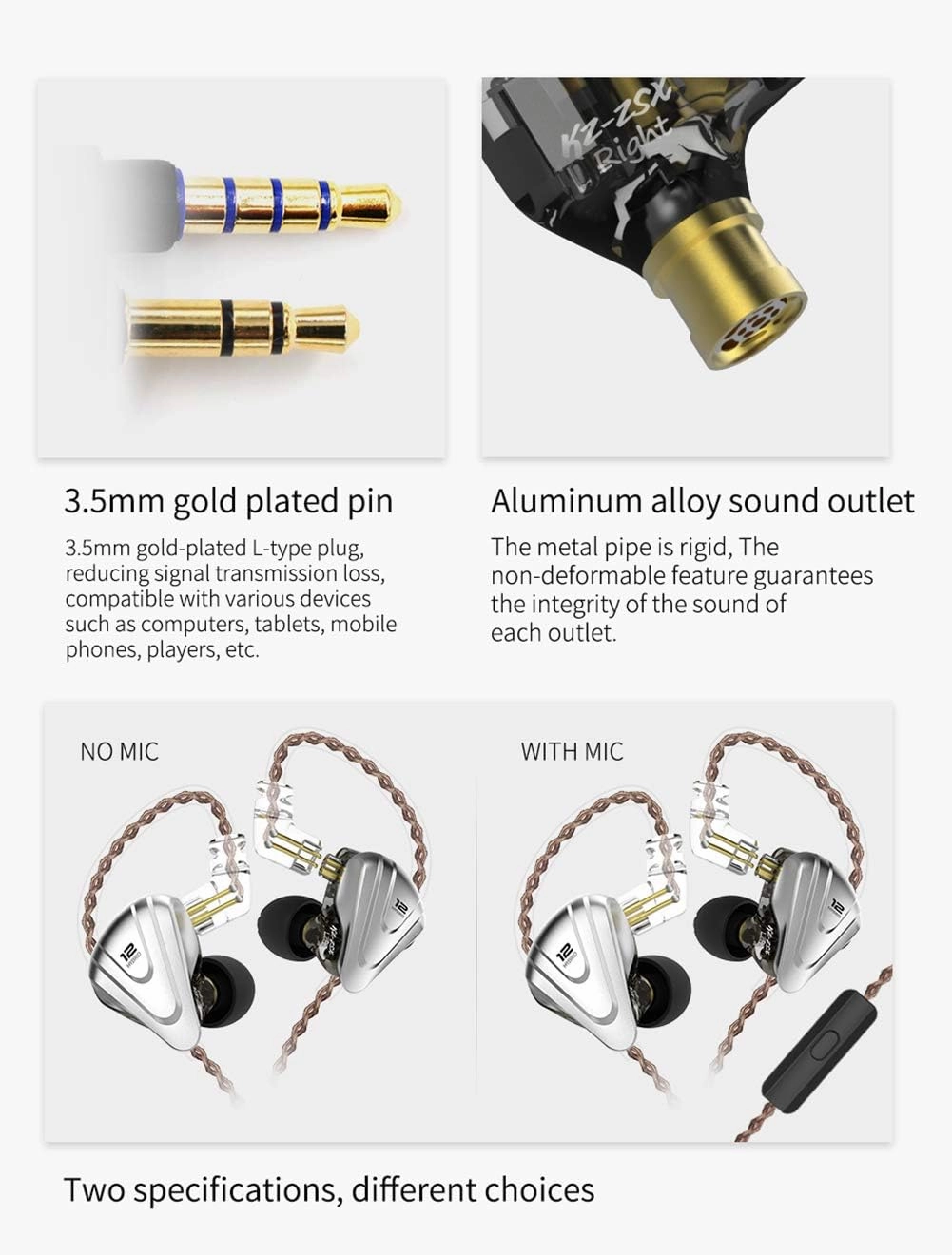 in-Ear Monitors,KZ ZSX 1DD 5BA Hybrid HiFi Stereo Noise Isolating Sport IEM Earphones/Earbuds/Headphones with Detachable Cable (Without MIC, Cyan)