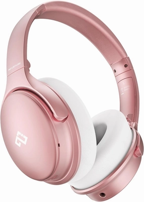 INFURTURE Upgrade Rose Gold Active Noise Cancelling Headphones with Microphone Wireless Over Ear Bluetooth, Deep Bass, Memory Foam Ear Cups, Quick Charge 90H Playtime, for TV, Travel, Home Office over-ear headphones,closed back headphones,wireless studio c