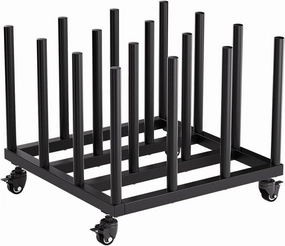 INNOVART Vinyl Cart Mobile Rack 16 Rolls Capacity, Heavy Duty Vinyl Roll Storage Cart, 2' Round Core, Black, 28'L x 28'W x 21'H vinyl storage,record holder,LP organizer,