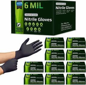 Inspire HEAVY DUTY 6Mil ORIGINAL Quality Stretch Nitrile Black Gloves Disposable Latex Free |Medical, Food, Mechanic Tattoo vinyl accessories,turntable parts,record player tools,