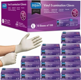 Inspire Stretch Vinyl Exam Gloves | THE ORIGINAL Quality Disposable Latex Free Medical Glove Cleaning Cooking Food Service Labs Healthcare and Household, Large 1000 Count vinyl accessories,turntable parts,record player tools,