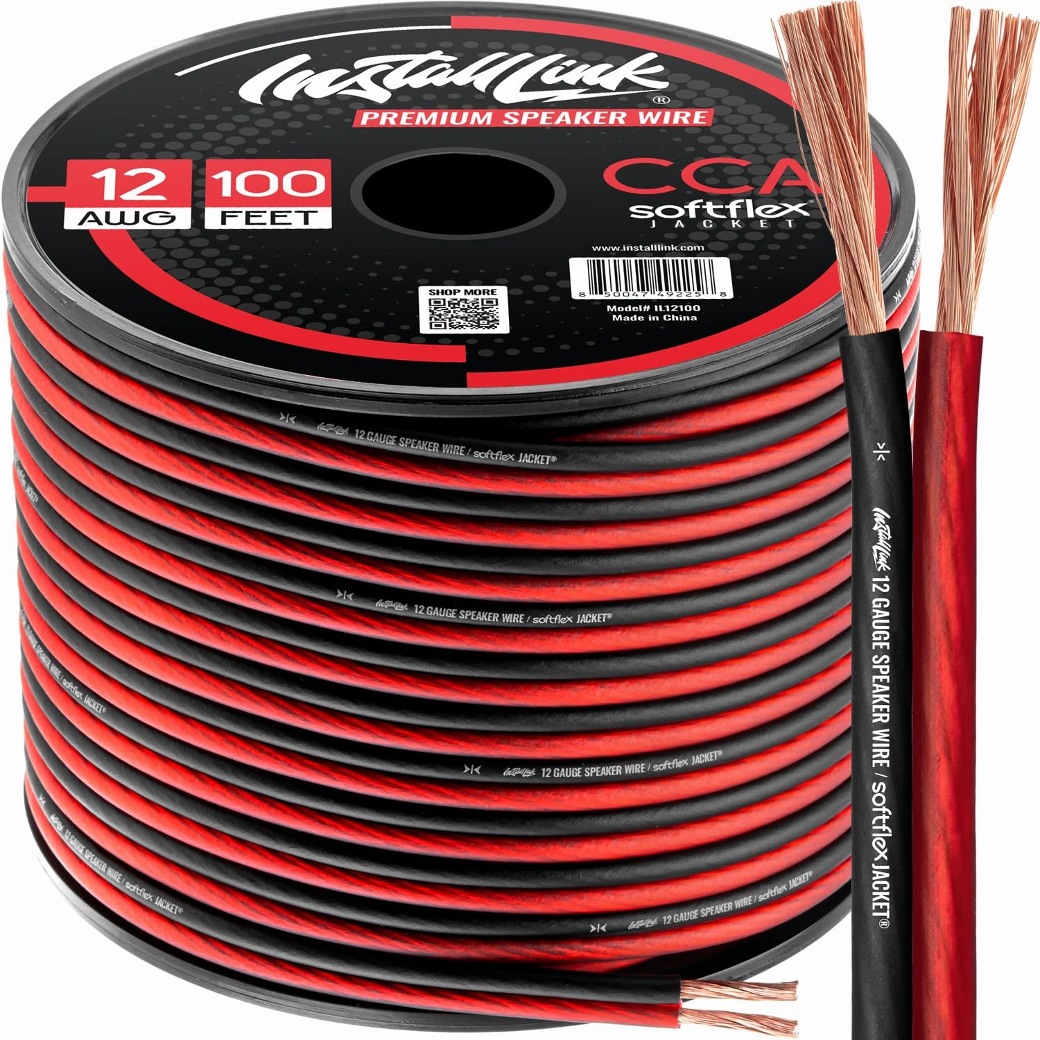 Install Link 12 AWG Gauge Speaker Wire Cable (100 Feet) Stereo, Car or Home Theater, CCA speaker cable,audio wire,hi-fi speaker cord,