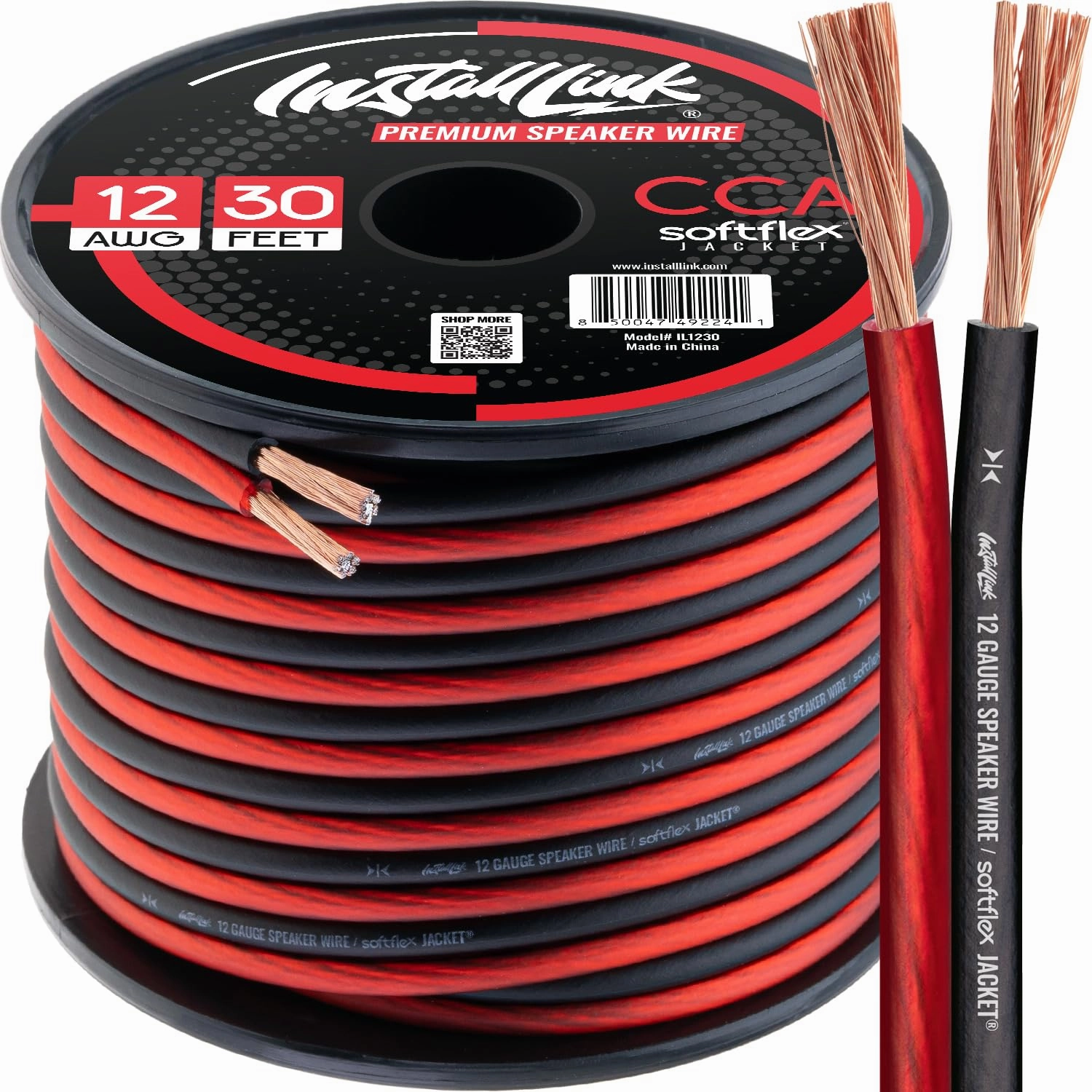 Install Link 12 AWG Gauge Speaker Wire Cable (30 Feet) Stereo, Car or Home Theater, CCA speaker cable,audio wire,hi-fi speaker cord,
