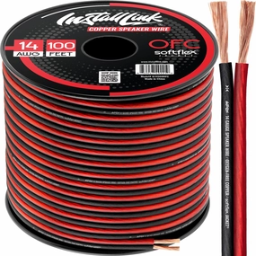 Install Link 14 AWG Gauge Speaker Wire Cable (OFC), 100-Feet, Car or Home Theater speaker cable,audio wire,hi-fi speaker cord,