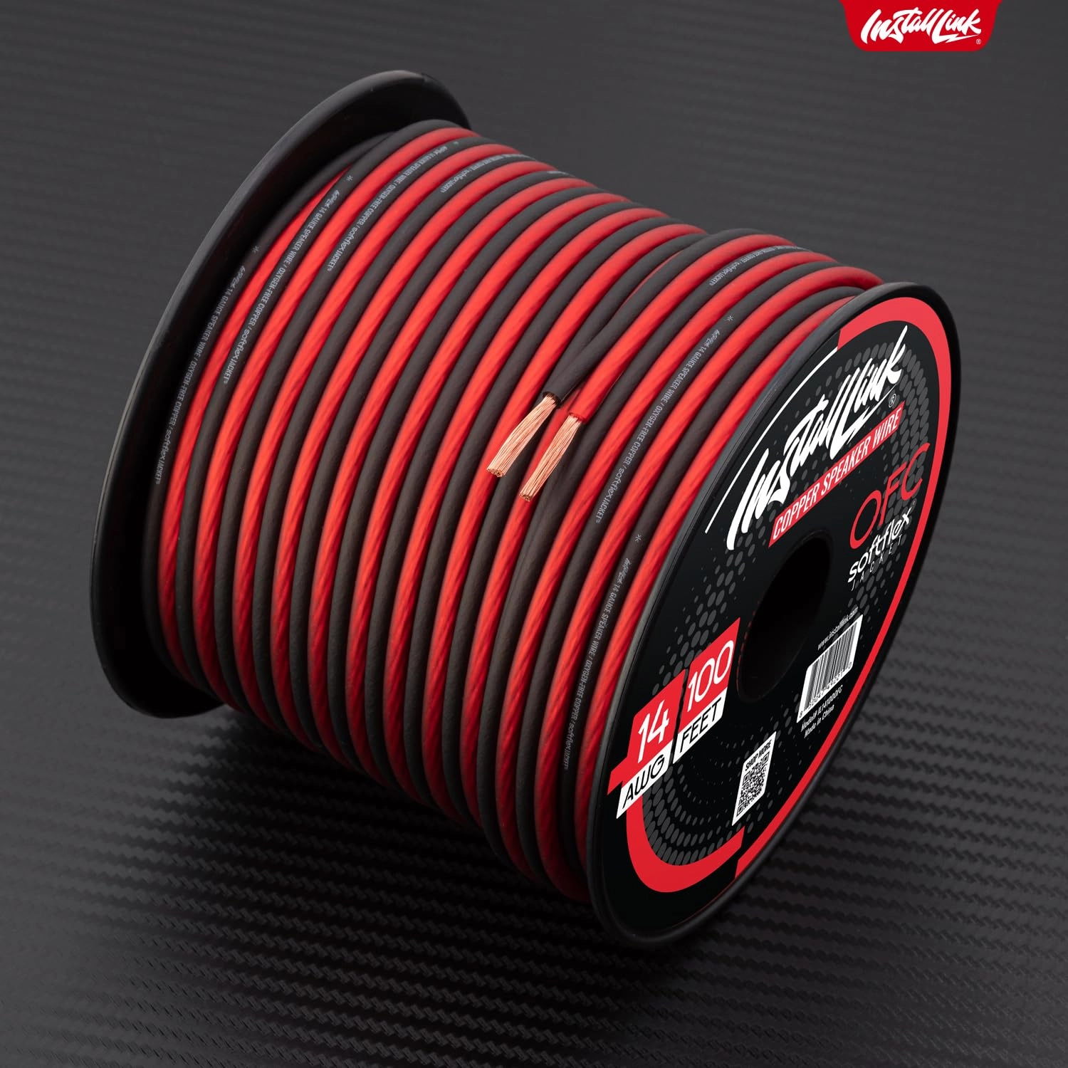 Install Link 14 AWG Gauge Speaker Wire Cable (OFC), 100-Feet, Car or Home Theater