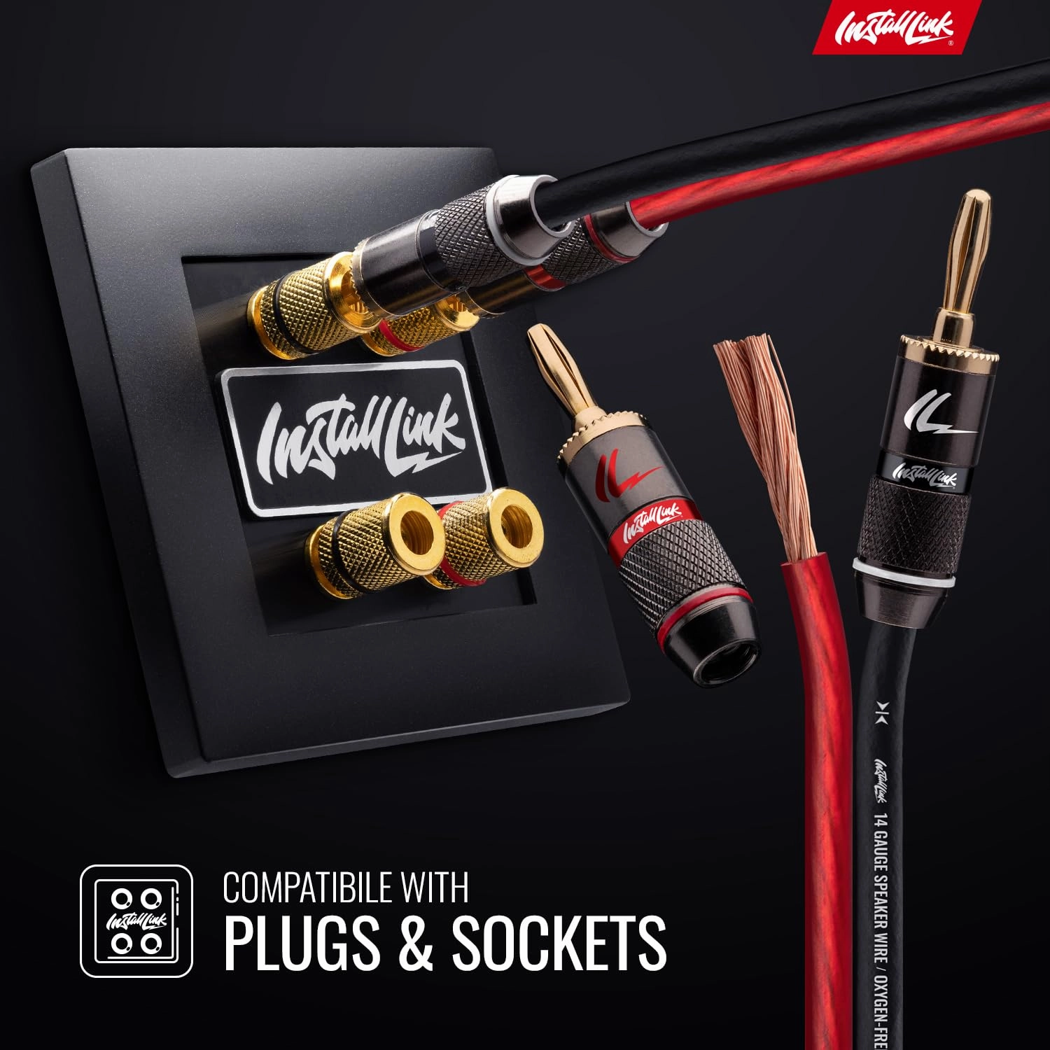 Install Link 14 AWG Gauge Speaker Wire Cable (OFC), 100-Feet, Car or Home Theater