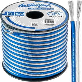 Install Link 14 Gauge Speaker Wire for Marine/Boat, Golf Cart or Off-Road Vehicle Audio Cable, 100ft, Tinned OFC speaker cable,audio wire,hi-fi speaker cord,