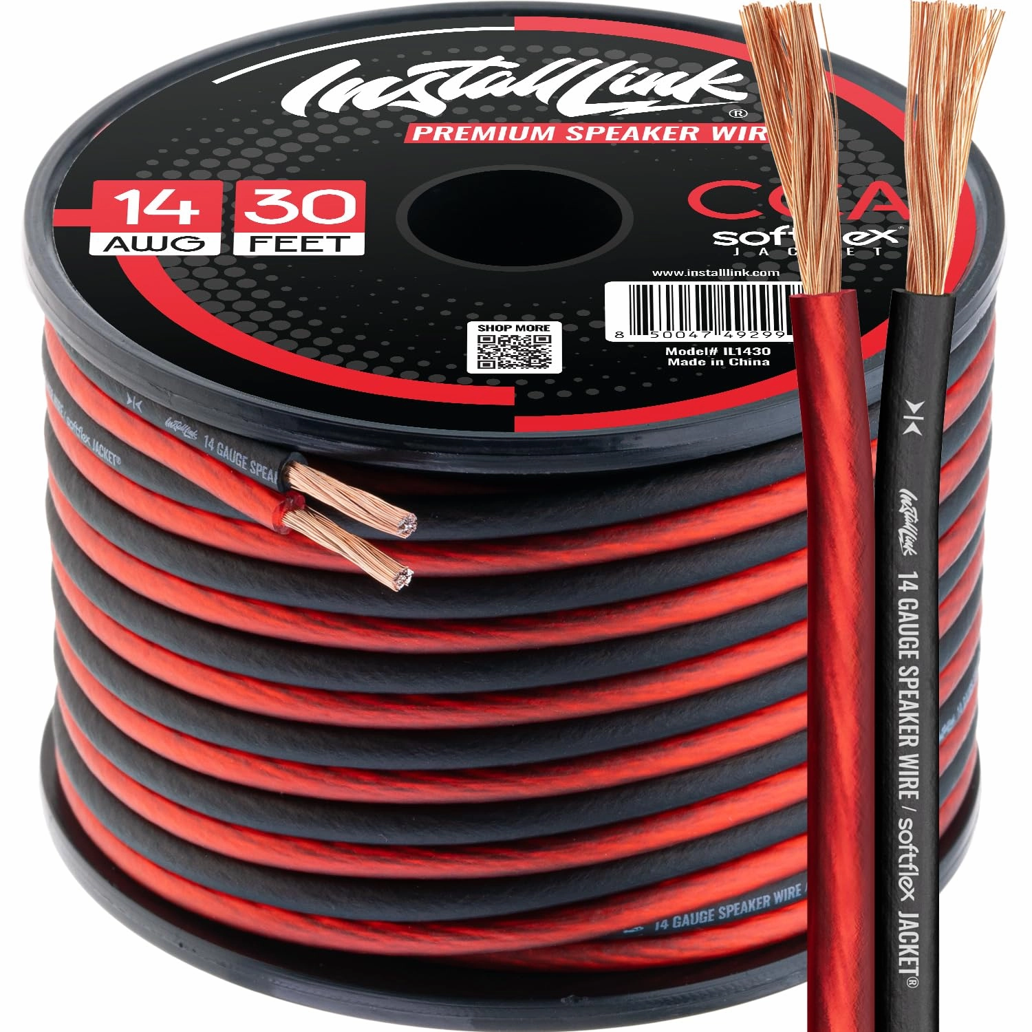 Install Link 14 Gauge Speaker Wire (Speaker Cable) for Car, Home or RV Audio Cable, 30ft, CCA speaker cable,audio wire,hi-fi speaker cord,