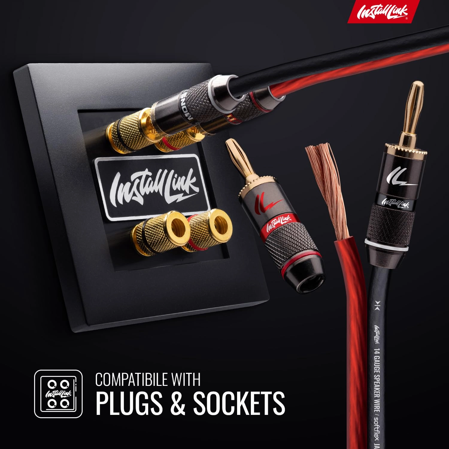 Install Link 14 Gauge Speaker Wire (Speaker Cable) for Car, Home or RV Audio Cable, 30ft, CCA