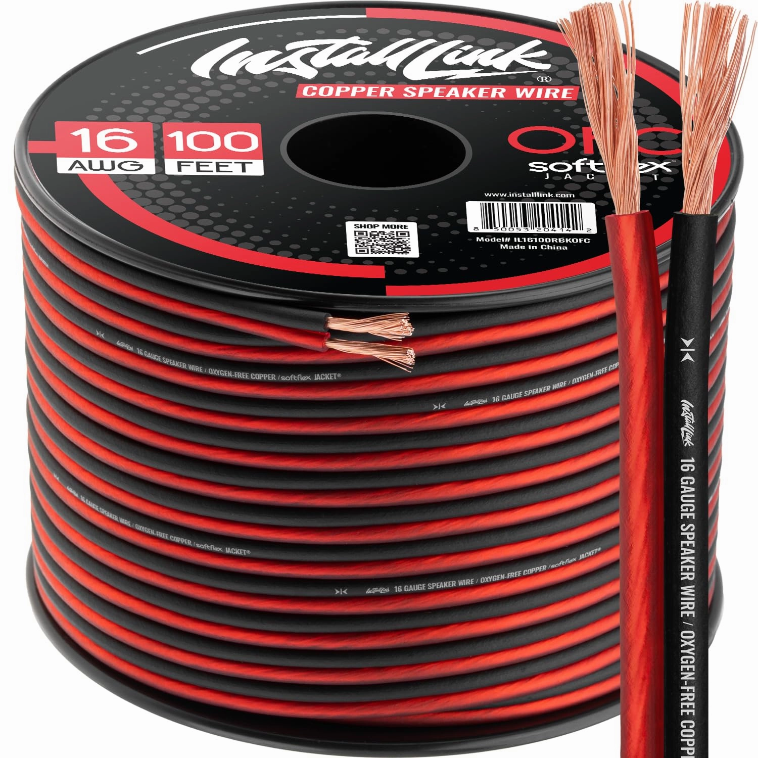 Install Link 16 AWG Gauge Speaker Wire (OFC) Cable Stereo, Car or Home Theater (100 Feet) speaker cable,audio wire,hi-fi speaker cord,